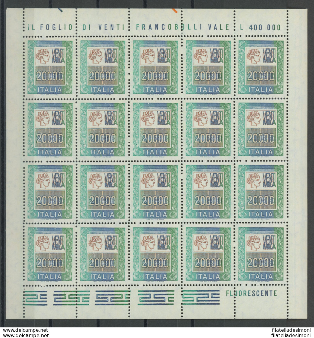 1987 Italia - Repubblica , N° 1804 , 20.000 Lire Policromo , In Minifoglio Di 2 - Full Sheets
