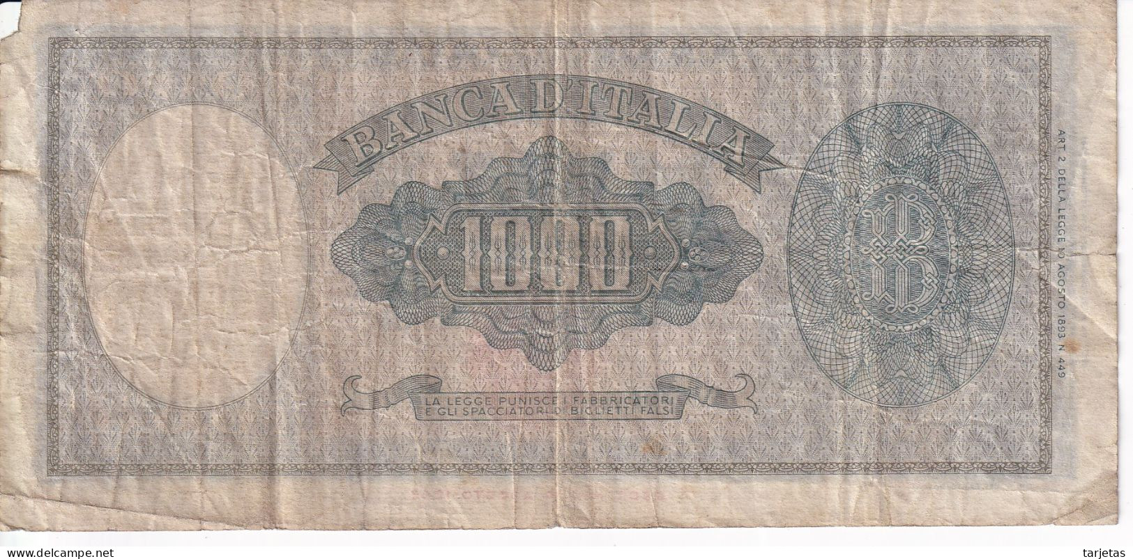 BILLETE DE ITALIA DE 1000 LIRE DEL 25 DE SETTEMBRE DE 1961  (BANKNOTE) - 1.000 Lire