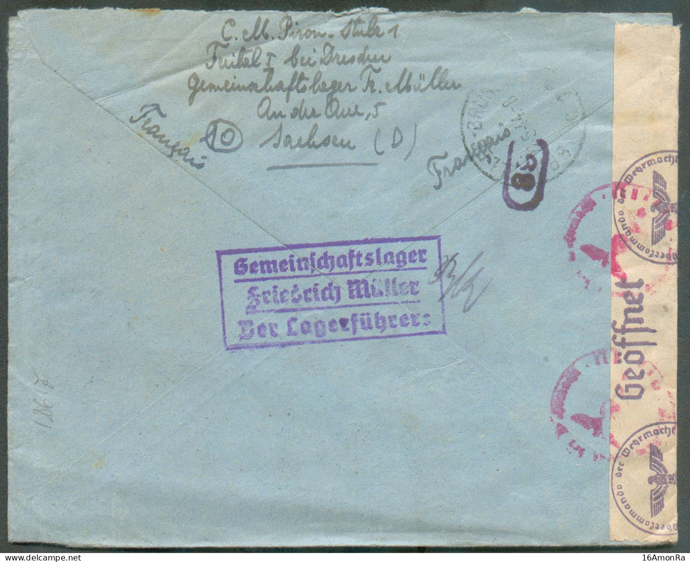 12 Pfg + 2x25pfg Hitler Dc FREITAL Sur Lettre Expres 3.5.1944 Nach Brussel + Zensuur En (backside) Purple Hs GEMEINSCHAF - Guerre 40-45 (Lettres & Documents)