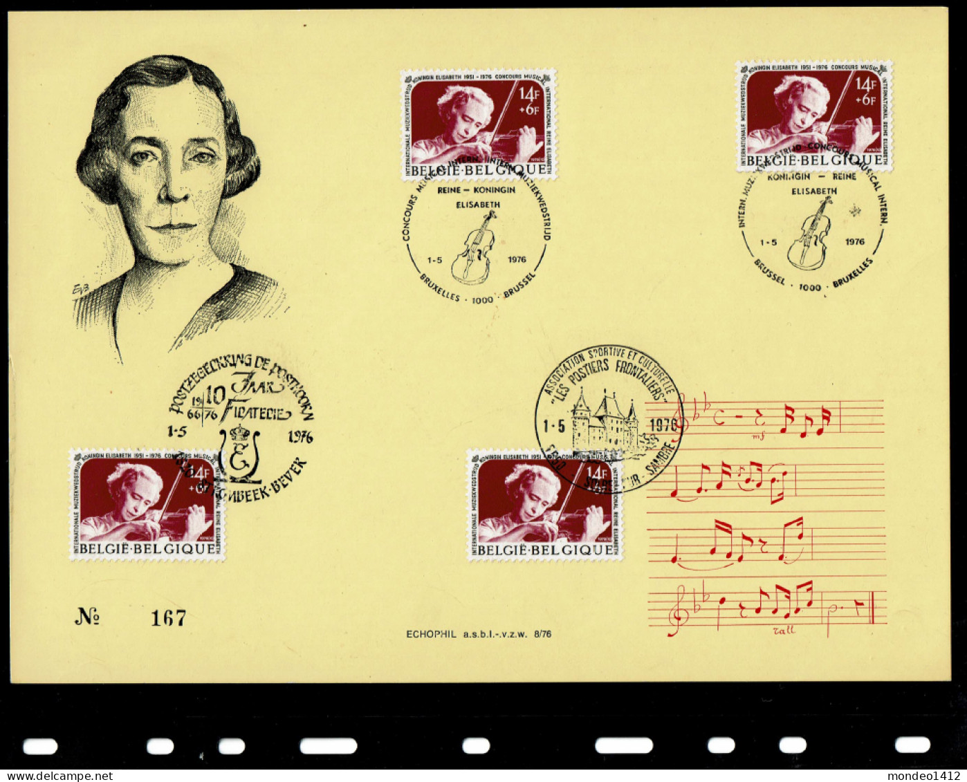 NR 1804 - Carte Philatelic - Internationale Muziekwedstrijd Koningin Elisabeth - Cachets Différents - Documenti Commemorativi