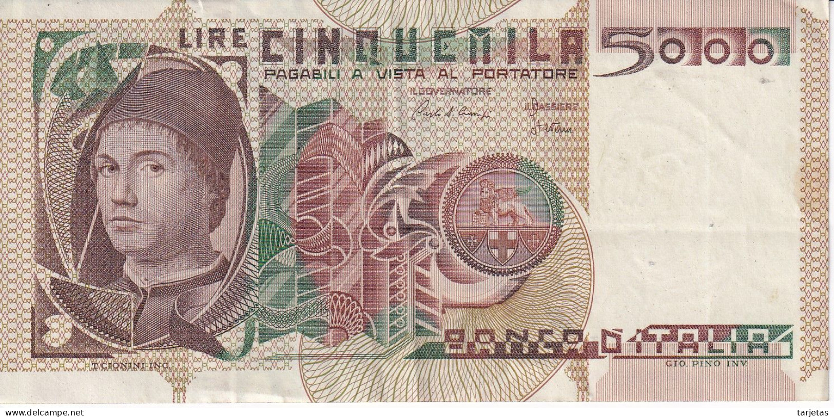 BILLETE DE ITALIA DE 5000 LIRAS DEL AÑO 1982 DE CIONINI  (BANKNOTE) - 5.000 Lire