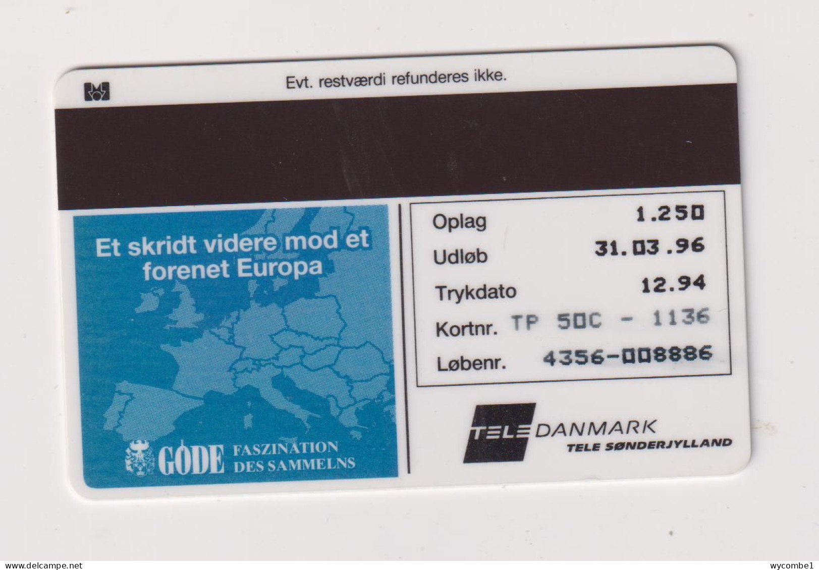 DENMARK  - Coins  Magnetic Phonecard - Dänemark