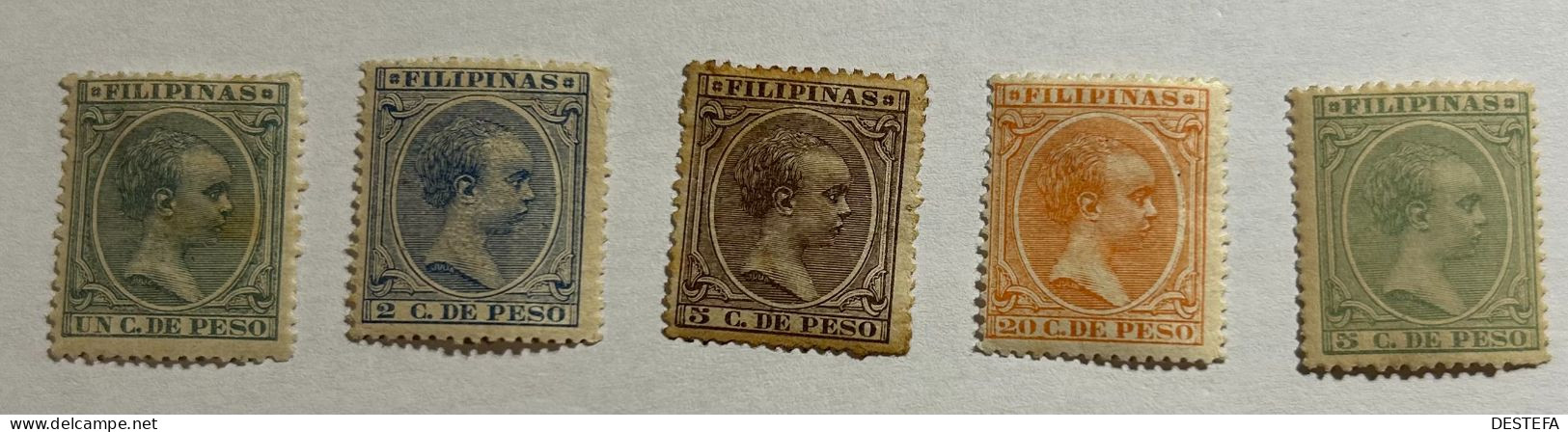 1896-1897.- FILIPINAS . Edifil Nº 121,123, 124, 125 Y 128. Nuevo Con Fijasellos * - Philippines