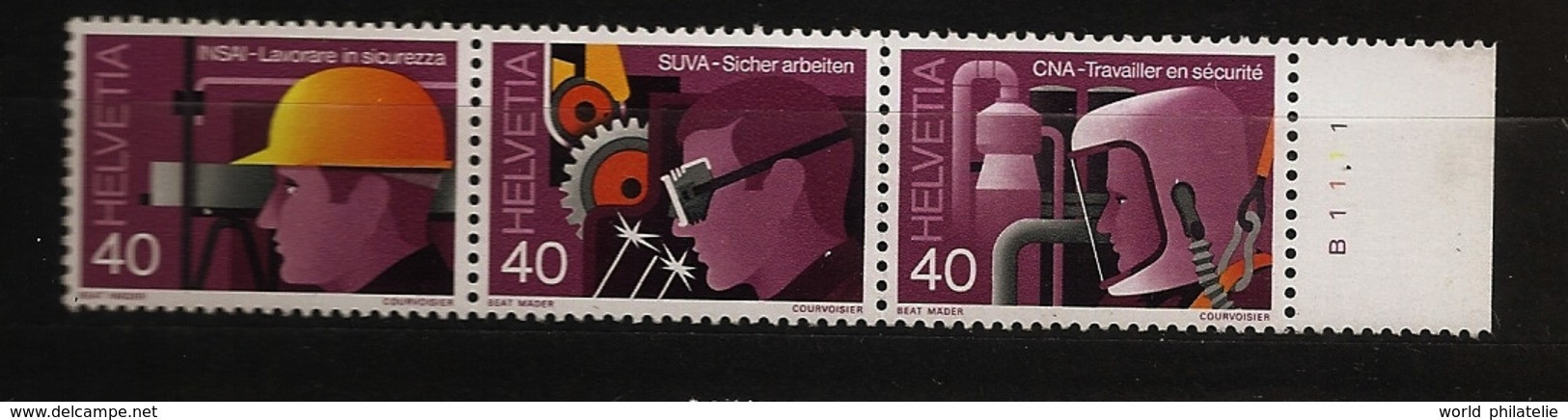 Suisse Helvetia 1978 N° 1064 / 6 ** Sécurité Au Travail, Industrie, Chimie, Forge, Aciérie, Casque, Étincelle Mousqueton - Ungebraucht