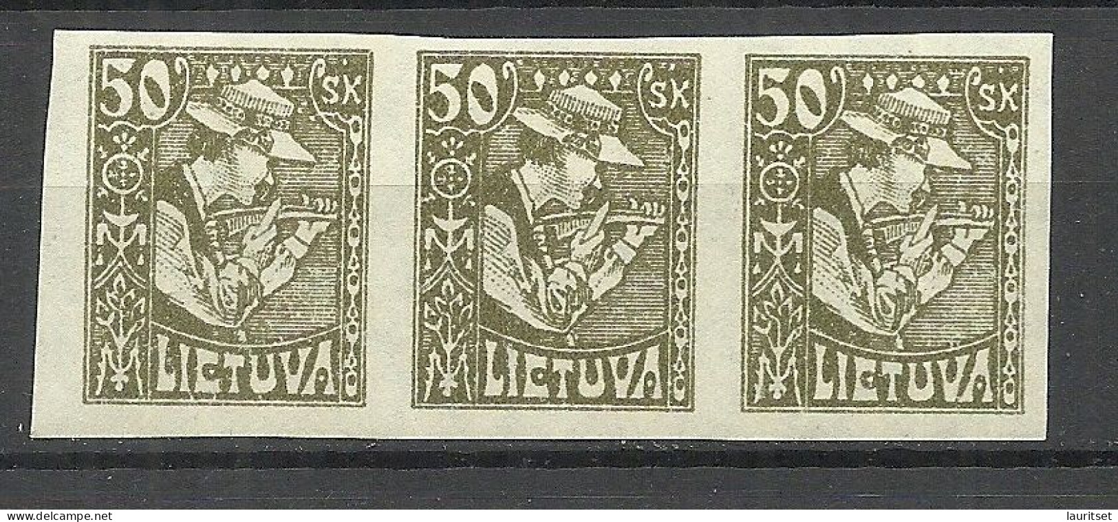 LITAUEN Lithuania 1921 Michel 92 U As 3-stripe MNH/MH (2 Stamps Are MNH/**) - Litauen