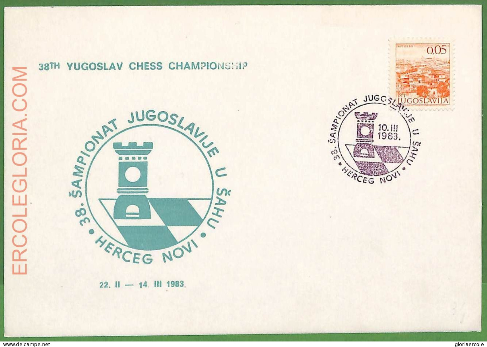 ZA0306 - YUGOSLAVIA - Postal History - EVENT CARD - Chess - 1983 - Echecs