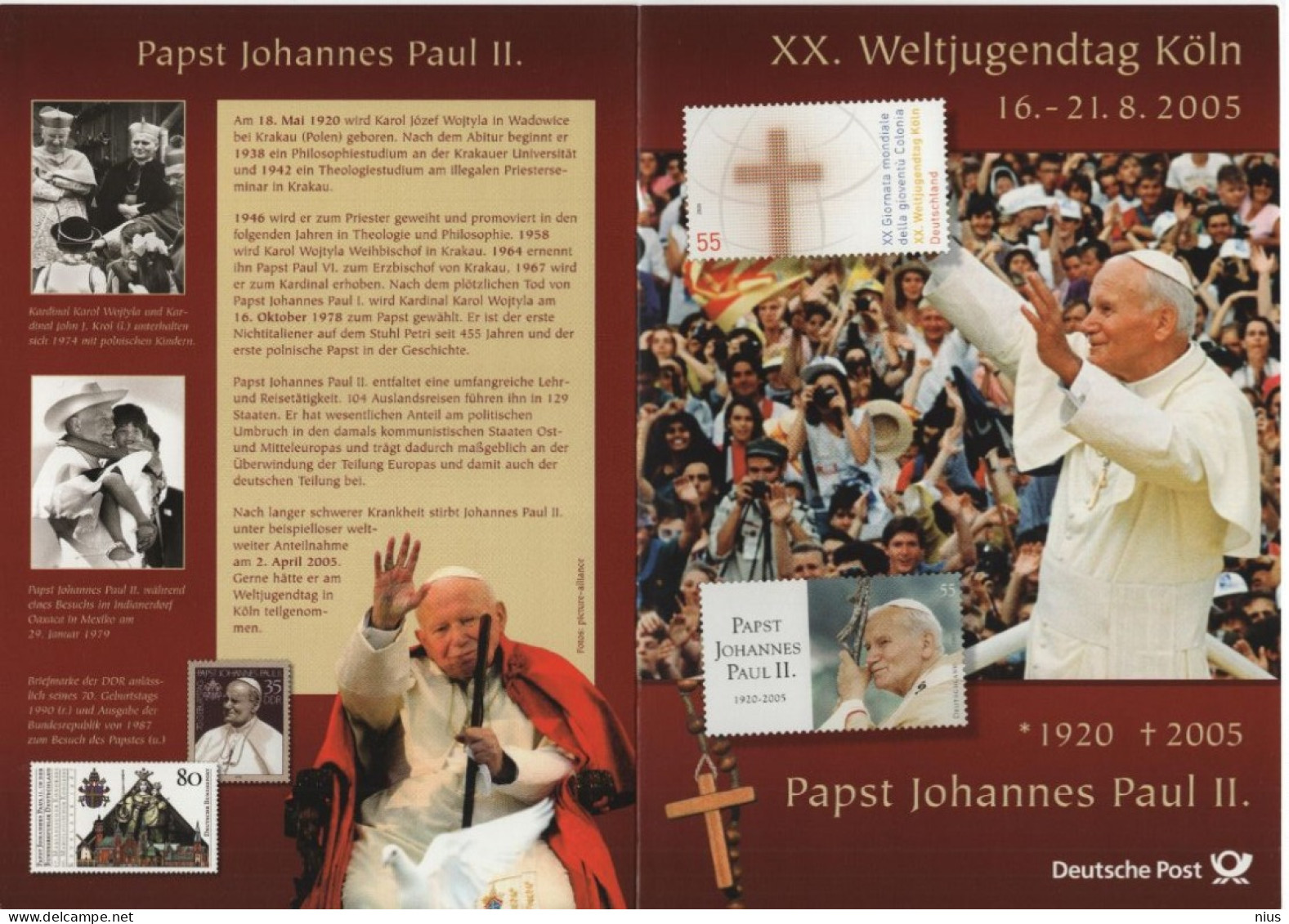Germany Deutschland 2005 Pope Papa Papst Johannes Paul Giovanni Paolo II, Weltjugentag Koln, Canceled In Bonn - 2001-2010