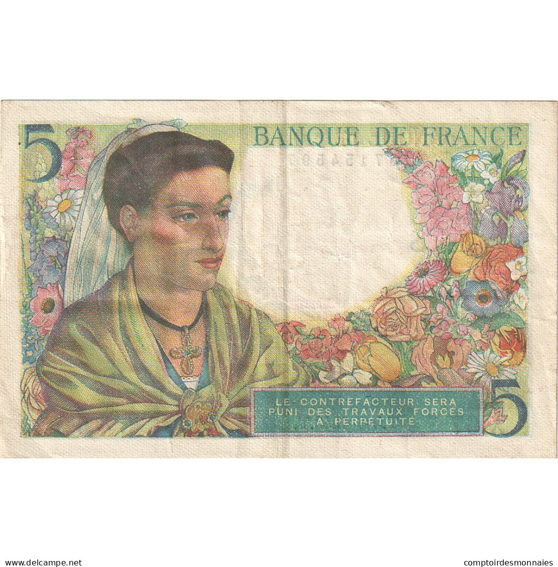 France, 5 Francs, Berger, 1943, X.67, TTB+, Fayette:5.3, KM:98a - 5 F 1943-1947 ''Berger''