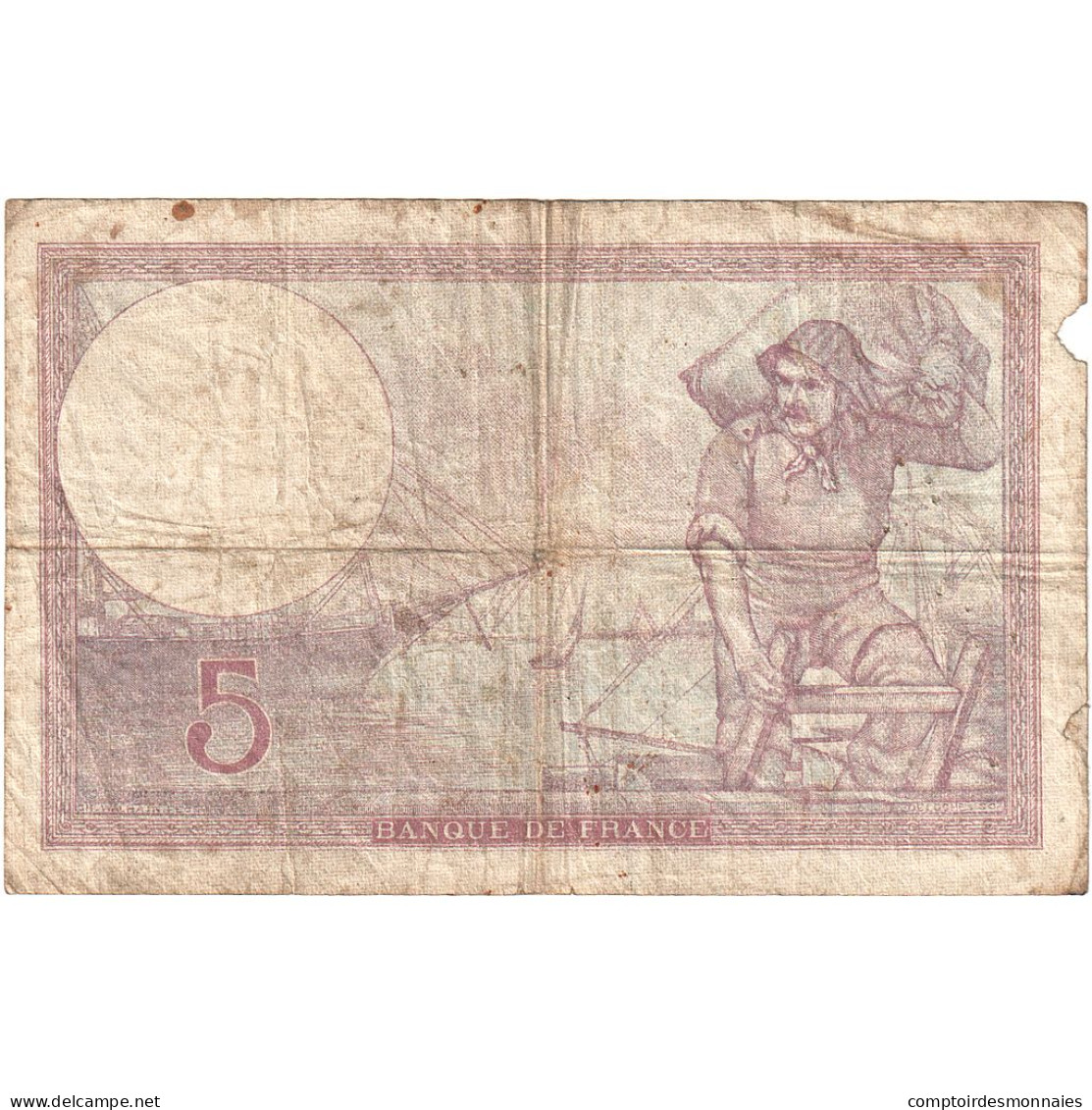 France, 5 Francs, Violet, 1940, T.66855, B+, Fayette:4.14, KM:83 - 5 F 1917-1940 ''Violet''