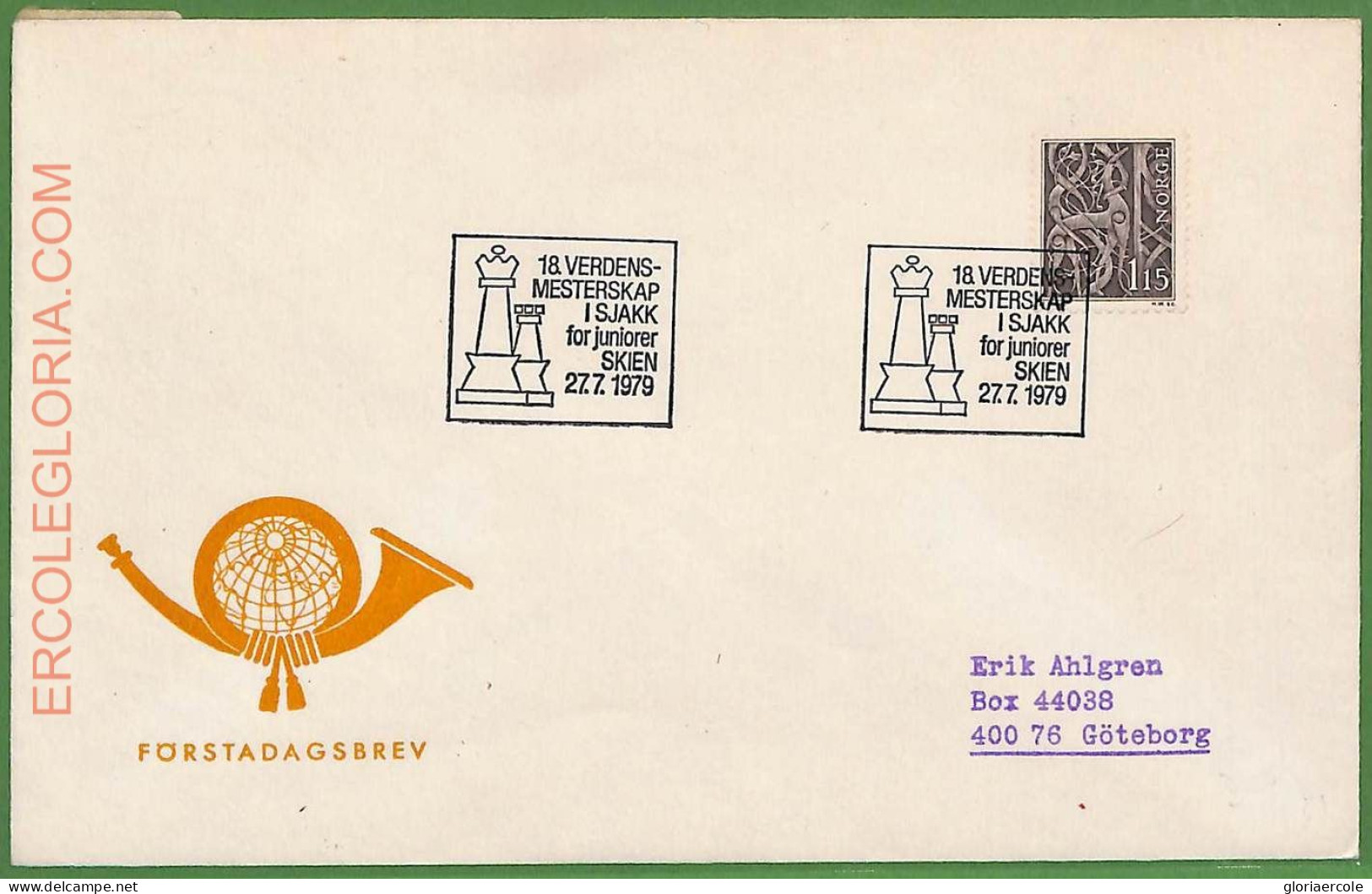 ZA0316 - NORWAY - Postal History - SPECIAL POSTMARK On COVER  - Chess - 1979 - Echecs