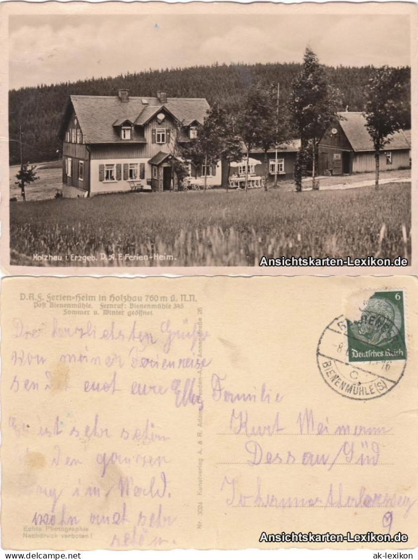 Ansichtskarte Holzhau-Rechenberg-Bienenmühle D.A.F. Ferien-Heim 1938 - Holzhau