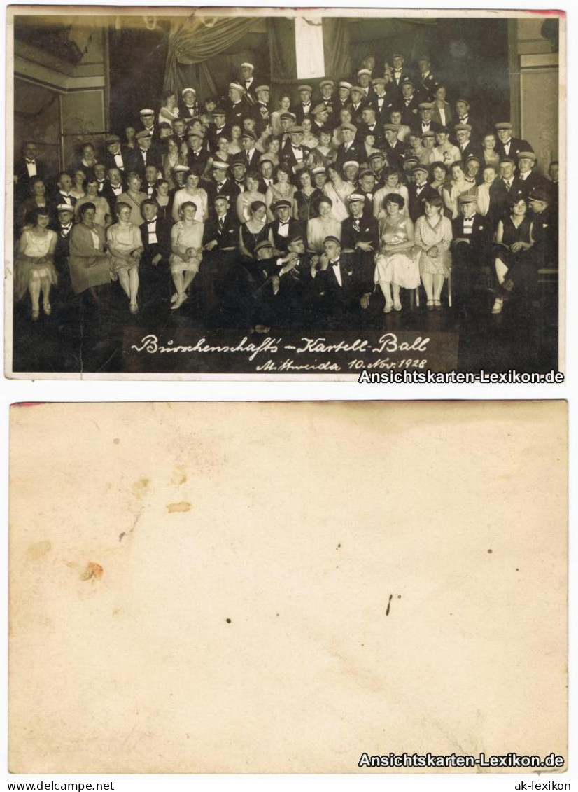 Ansichtskarte Mittweida Gruppenbild - Burschenschafts-Kartell-Ball 1928  - Mittweida