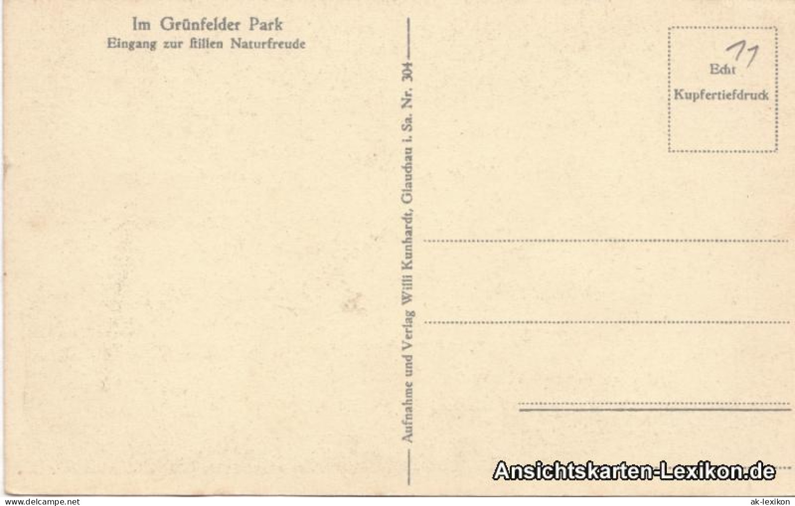 Ansichtskarte Waldenburg (Sachsen) Im Grünfelder Park 1922  - Waldenburg (Sachsen)