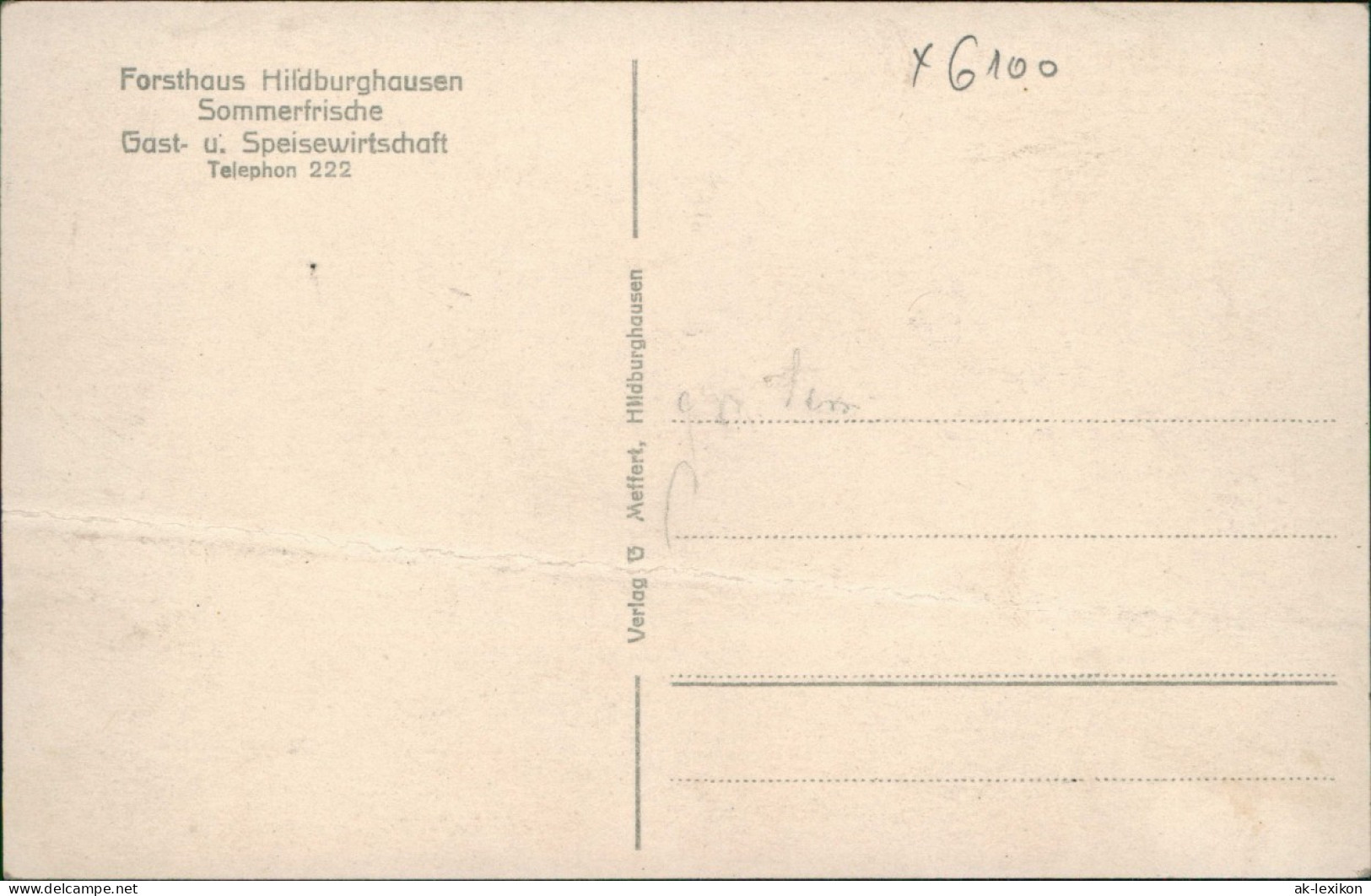 Hildburghausen Forsthaus Gast- U. Speisewirtschaft Personen Mit Hund Davor 1940 - Hildburghausen