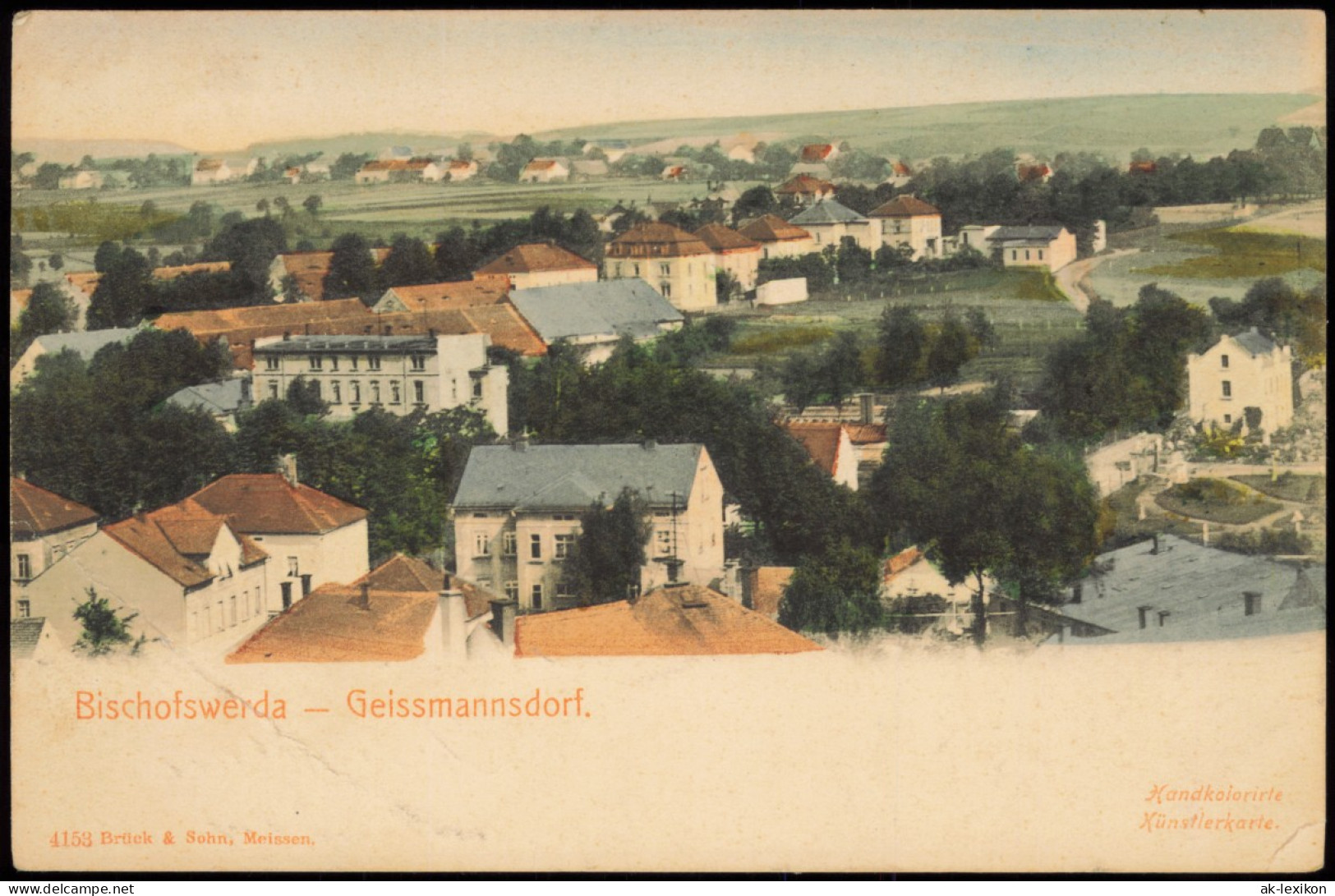 Geissmannsdorf-Bischofswerda Stadtpartie - Handcolorierte AK 1909 - Bischofswerda