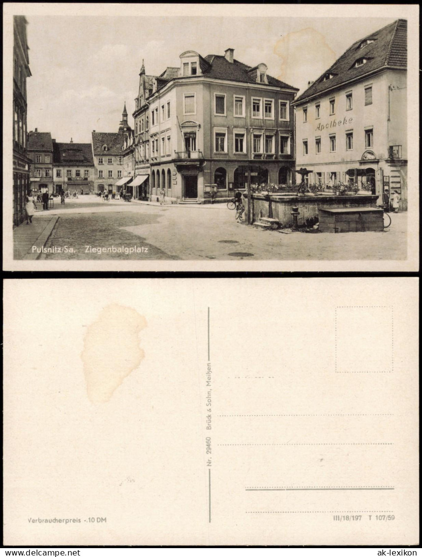 Ansichtskarte Pulsnitz Połčnica Ziegenbalgplatz - Apotheke 1959 - Pulsnitz