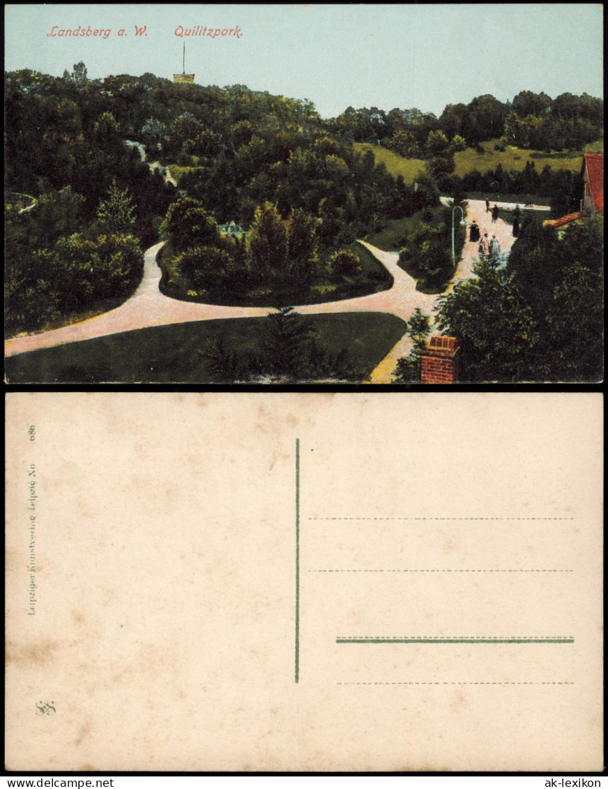 Postcard Landsberg (Warthe) Gorzów Wielkopolski Quilitzpark. 1914 - Neumark