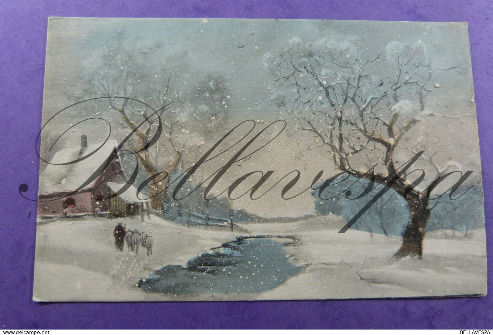 Postcard Artist Schilder Onbekend Winterlandschap Met Sneeuwvlokken V.K.Vienne 5331 - 1900-1949