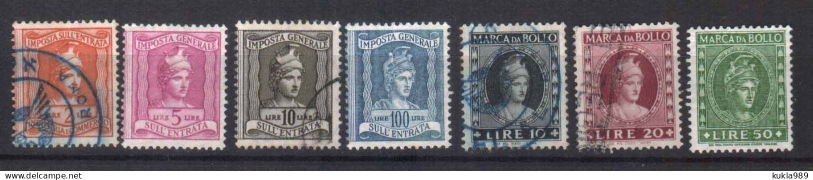 ITALY , C.1950s FISCAL REVENUE TAX 7 STAMPS - Fiscale Zegels
