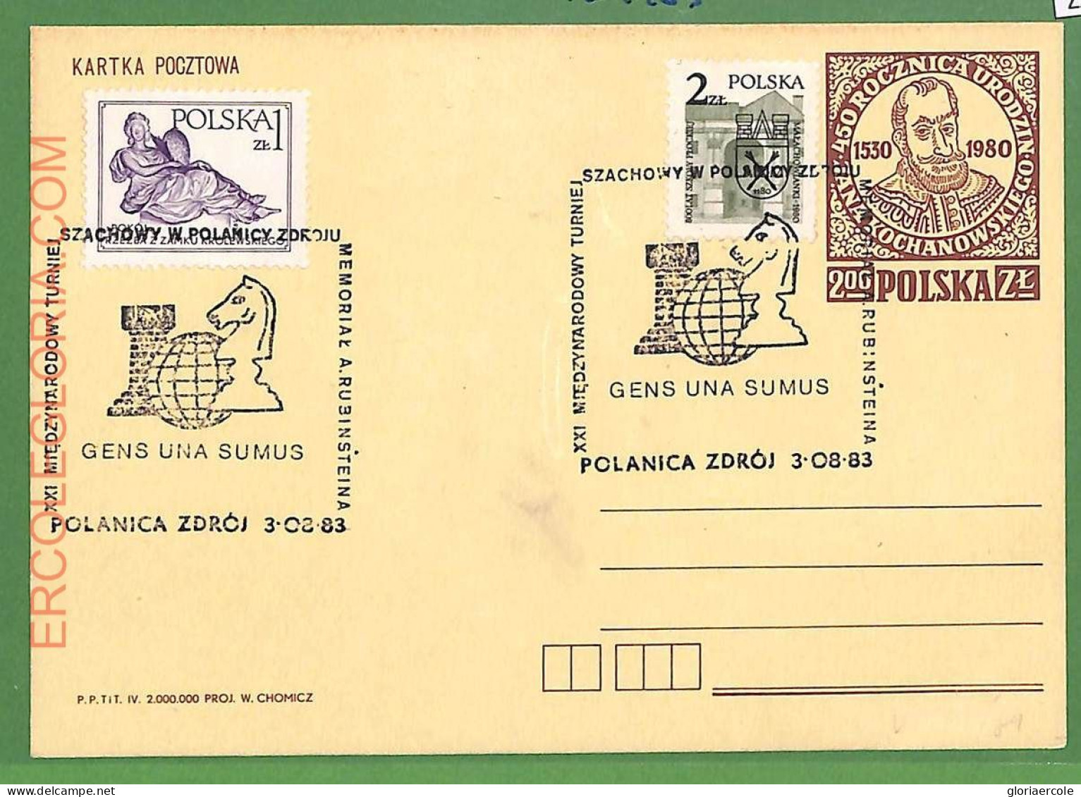 ZA0326 - POLAND - Postal History - STATIONERY CARD - Chess - 1983 - Echecs