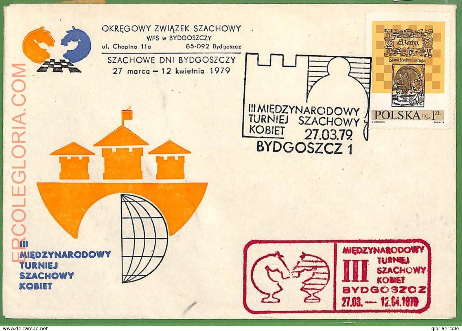 ZA0331 - POLAND - Postal History - SPECIAL COVER - Chess - 1979 - Echecs