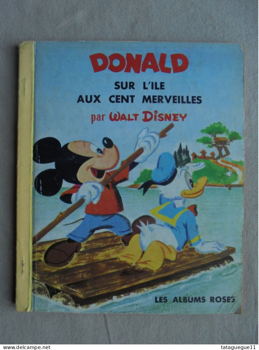 Ancien - Livre Donald Sur L'Ile Aux Cents Merveilleuses Les Albums Roses 1961 - Disney