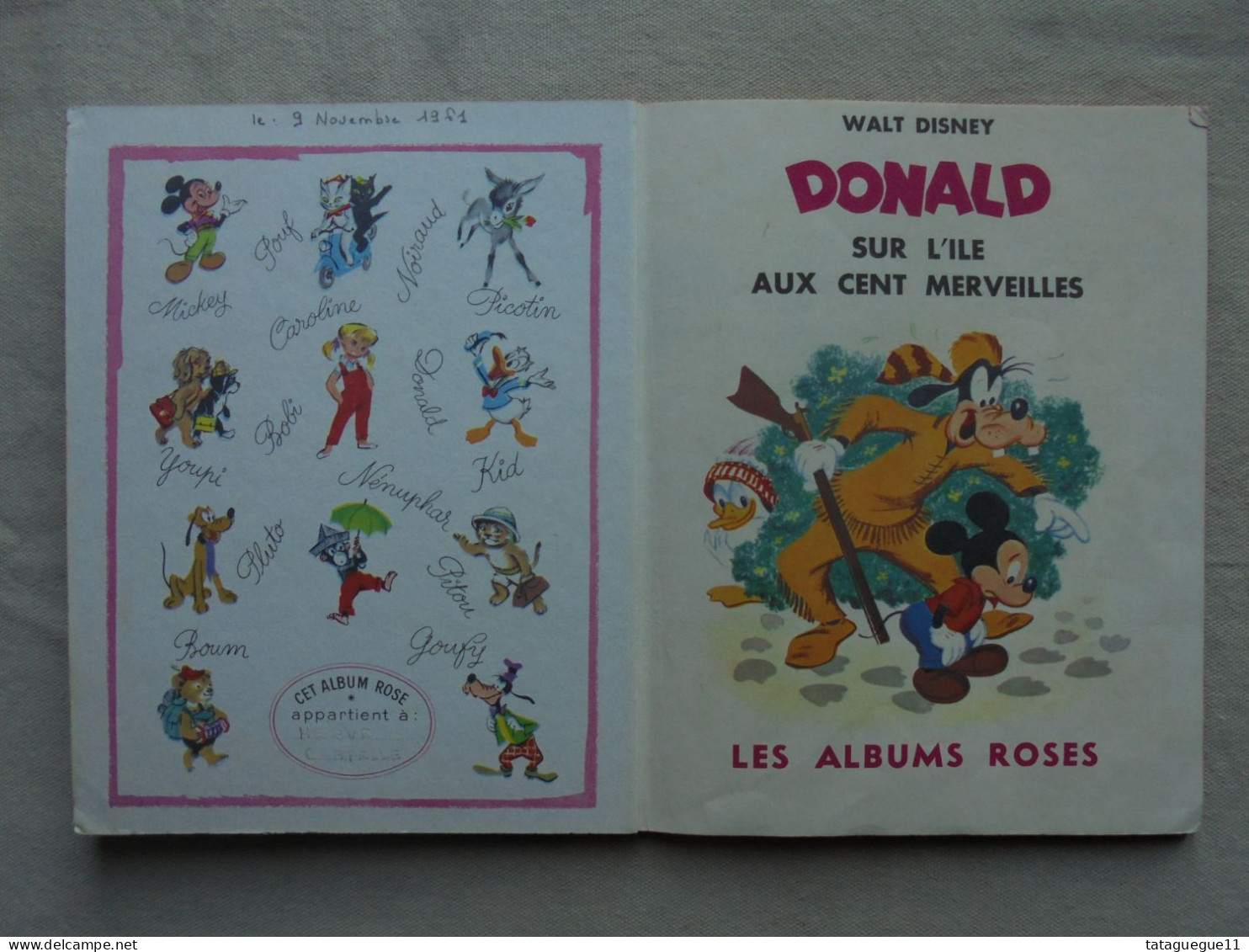 Ancien - Livre Donald Sur L'Ile Aux Cents Merveilleuses Les Albums Roses 1961 - Disney