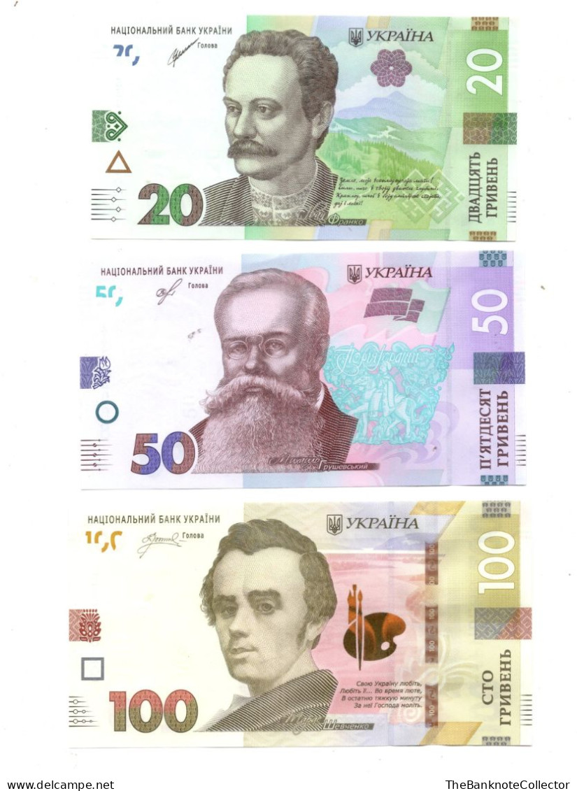 Ukraine 1-4-5-10-20-50-100-200-500-1000 Hryvnia UNC Set 2013-2022 - Ukraine