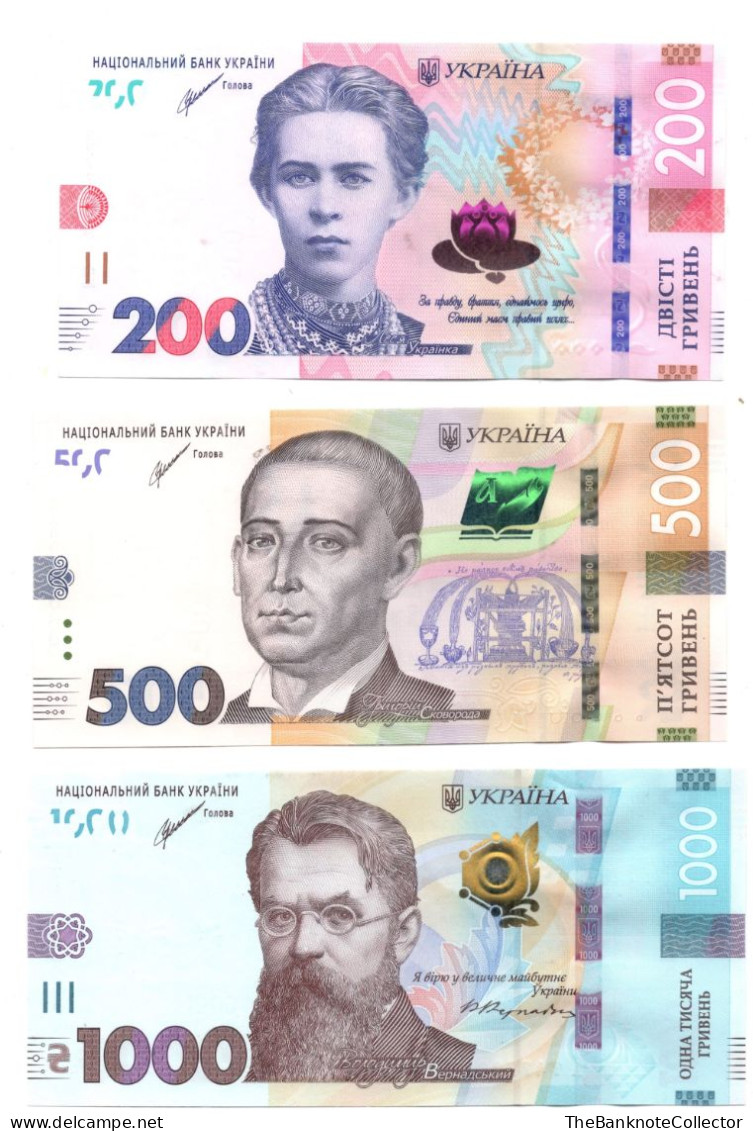 Ukraine 1-4-5-10-20-50-100-200-500-1000 Hryvnia UNC Set 2013-2022 - Ucrania