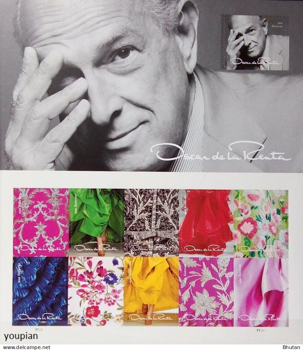 USA 2017, Fashion Icon Oscar De La Renta, MNH Unusual Sheetlet - Ongebruikt