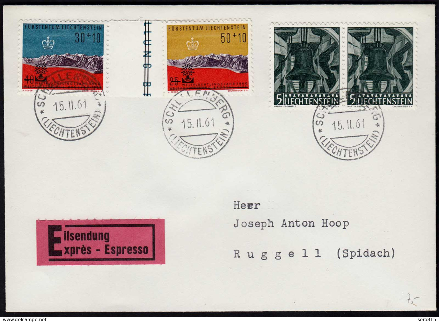 Liechtenstein Expressbrief 1961 Schellenberg  - Ruggell (Spidach)   (23260 - Sonstige - Europa