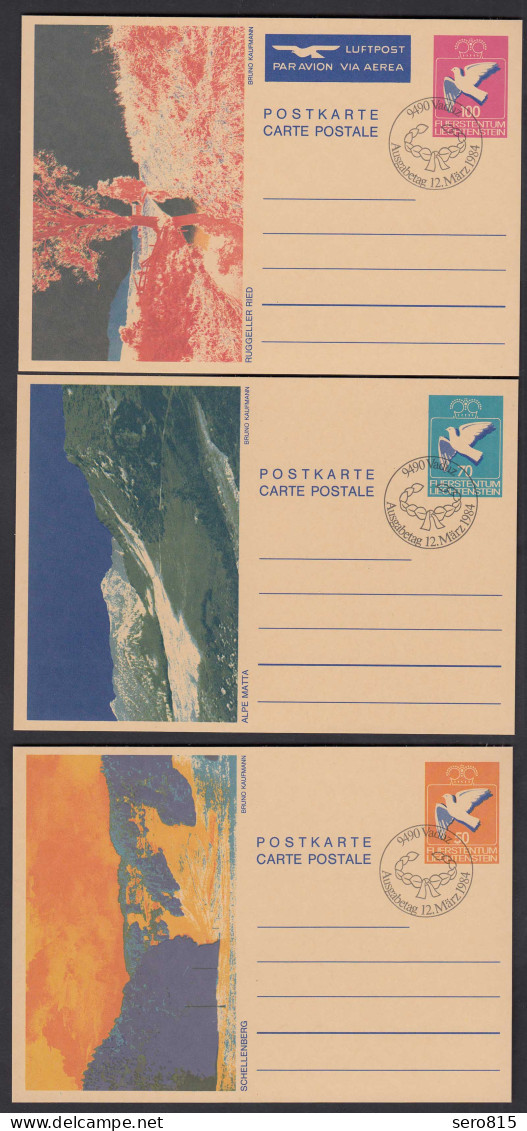 Liechtenstein 3 Stück Ganzsachen Postkarten Ersttagstempel 1984    (23266 - Sonstige - Europa