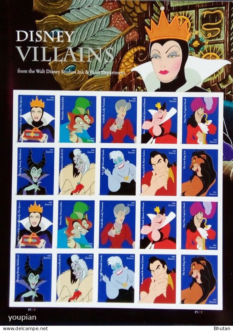 USA 2017, Disney Villains, MNH Sheetlet - Nuevos