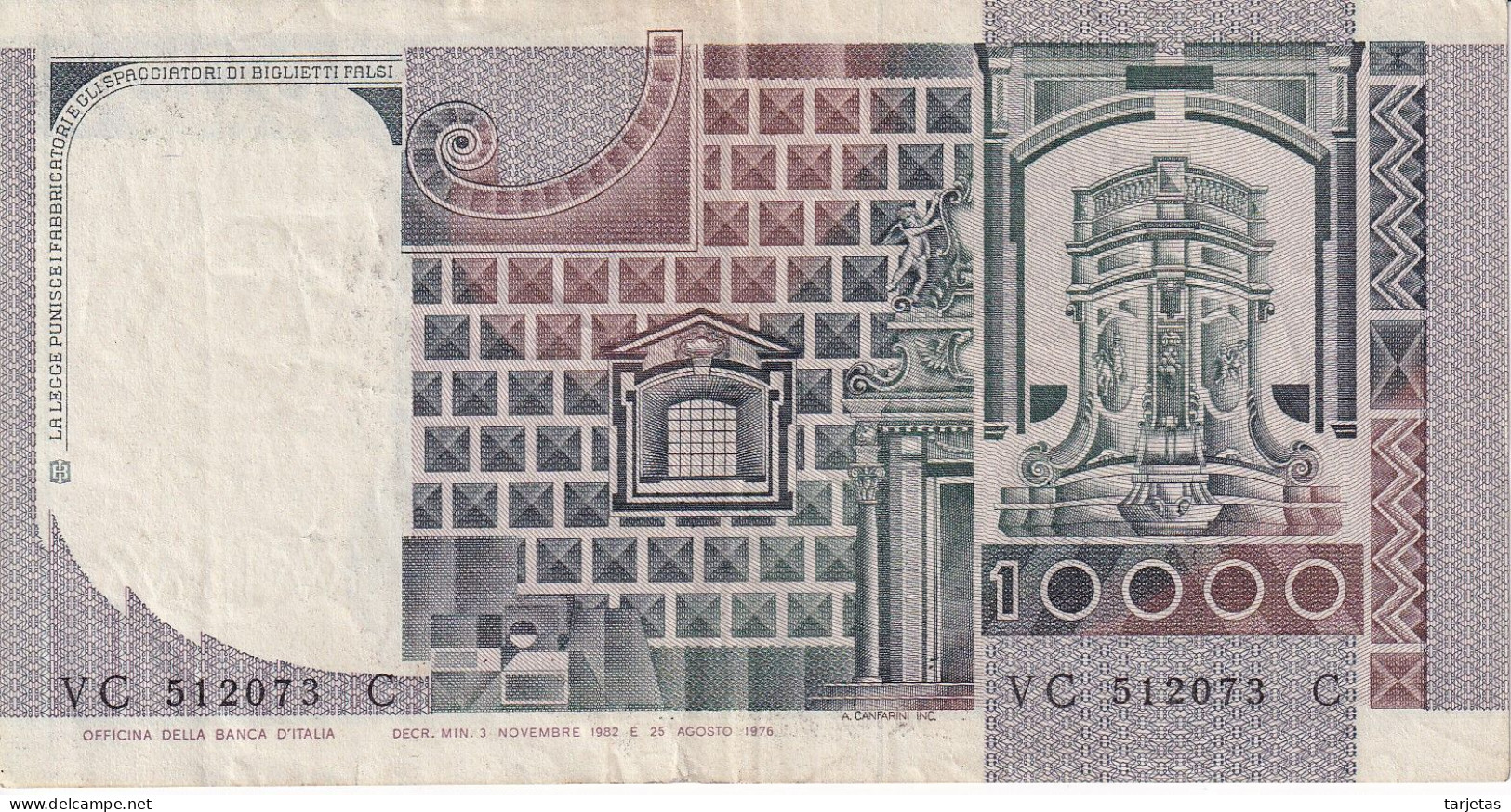 BILLETE DE ITALIA DE 10000 LIRAS DEL AÑO 1982 DE CIONINI  (BANKNOTE) - 10000 Lire