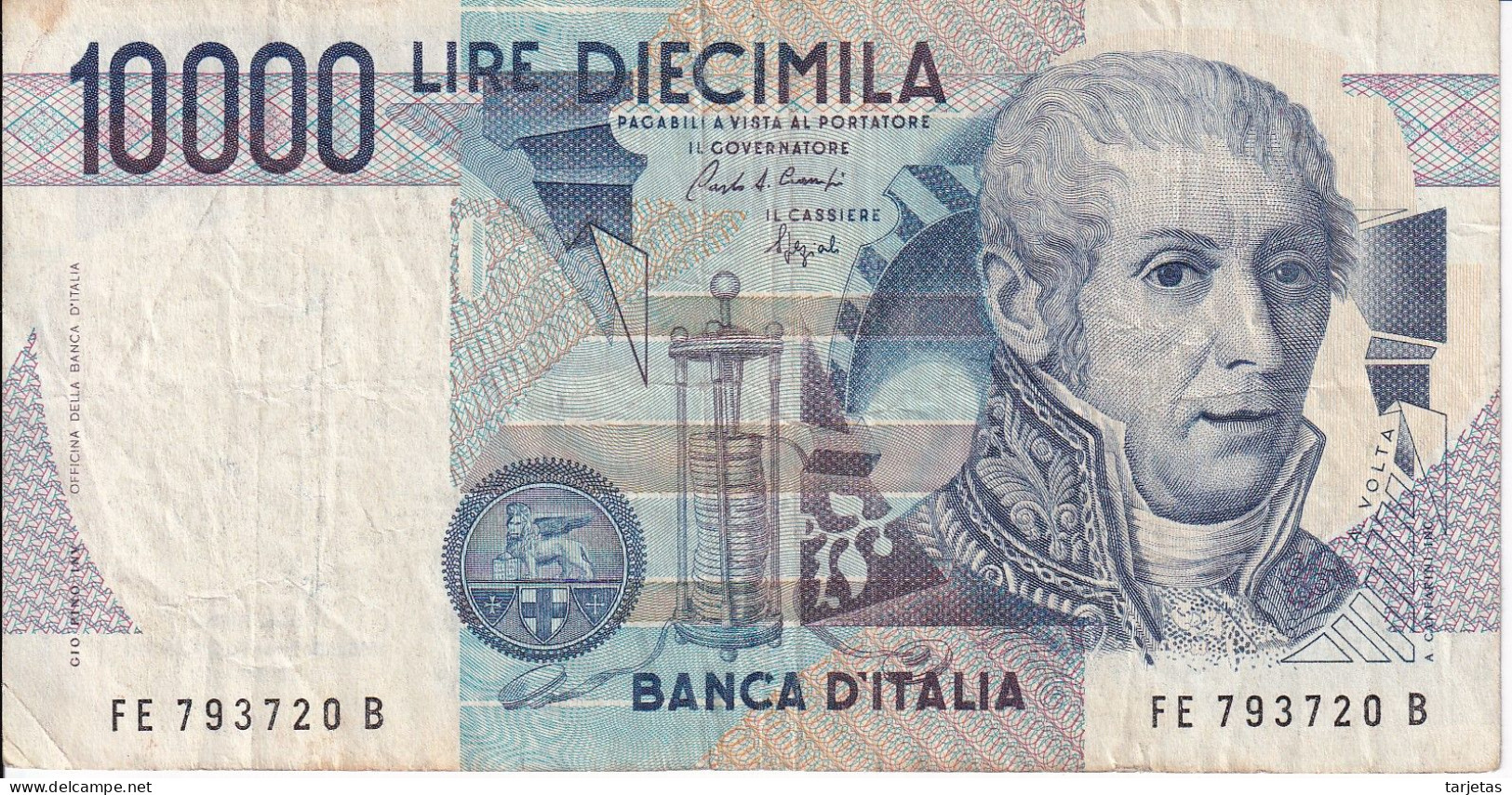 BILLETE DE ITALIA DE 10000 LIRAS DEL AÑO 1984 SERIE FE DE VOLTA  (BANKNOTE) DIFERENTES FIRMAS - 10.000 Lire