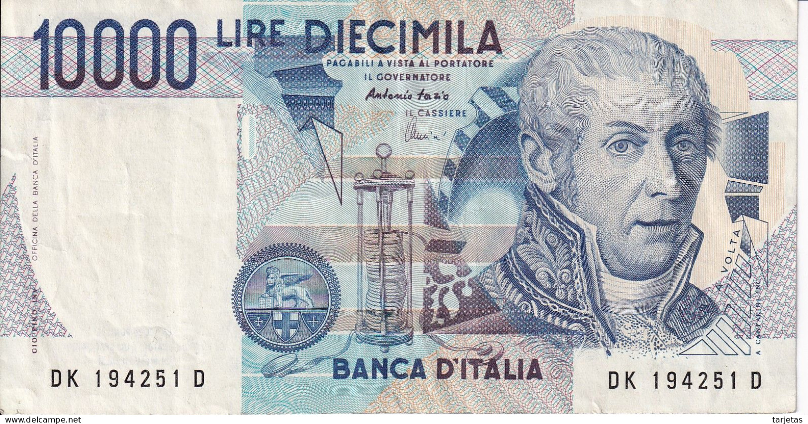 BILLETE DE ITALIA DE 10000 LIRAS DEL AÑO 1984 SERIE DK DE VOLTA  (BANKNOTE) DIFERENTES FIRMAS - 10.000 Lire