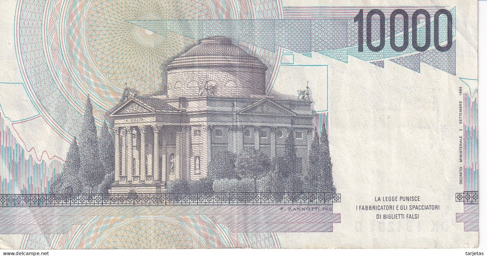 BILLETE DE ITALIA DE 10000 LIRAS DEL AÑO 1984 SERIE DK DE VOLTA  (BANKNOTE) DIFERENTES FIRMAS - 10.000 Lire