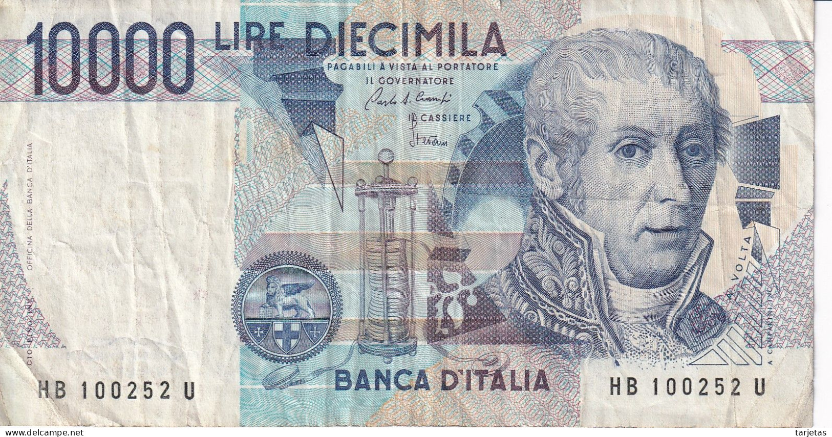 BILLETE DE ITALIA DE 10000 LIRAS DEL AÑO 1984 SERIE HB DE VOLTA  (BANKNOTE) DIFERENTES FIRMAS - 10.000 Lire