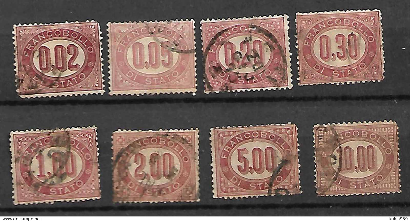 ITALY STAMPS. 1875 , OFFICIAL STAMPS, SET COMPLETE Sc..#O1-O8, USED - Officials