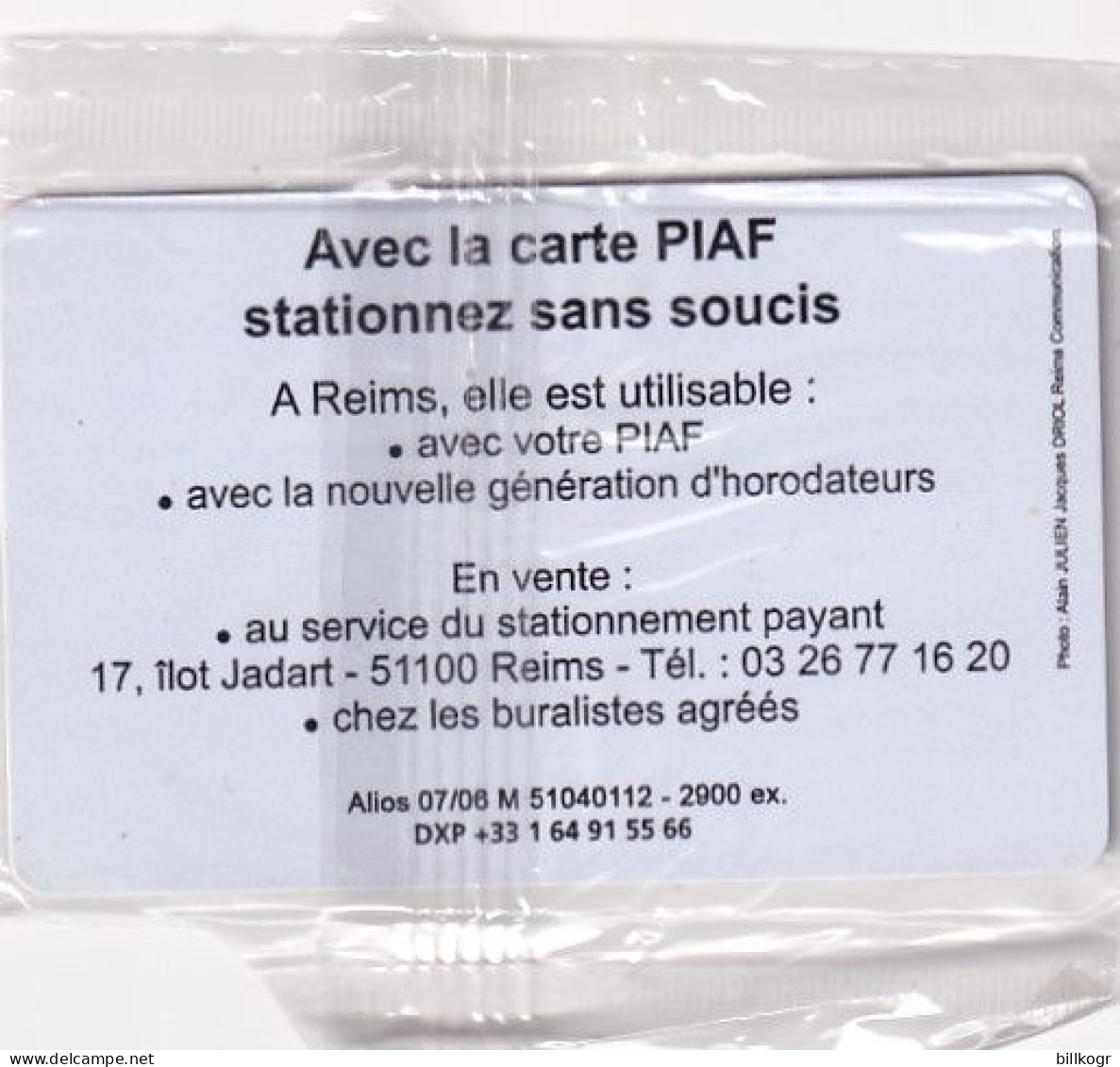 FRANCE - Le Piaf/Ville De Reims 150 Unites, Tirage 2900, 07/06, Mint - PIAF Parking Cards