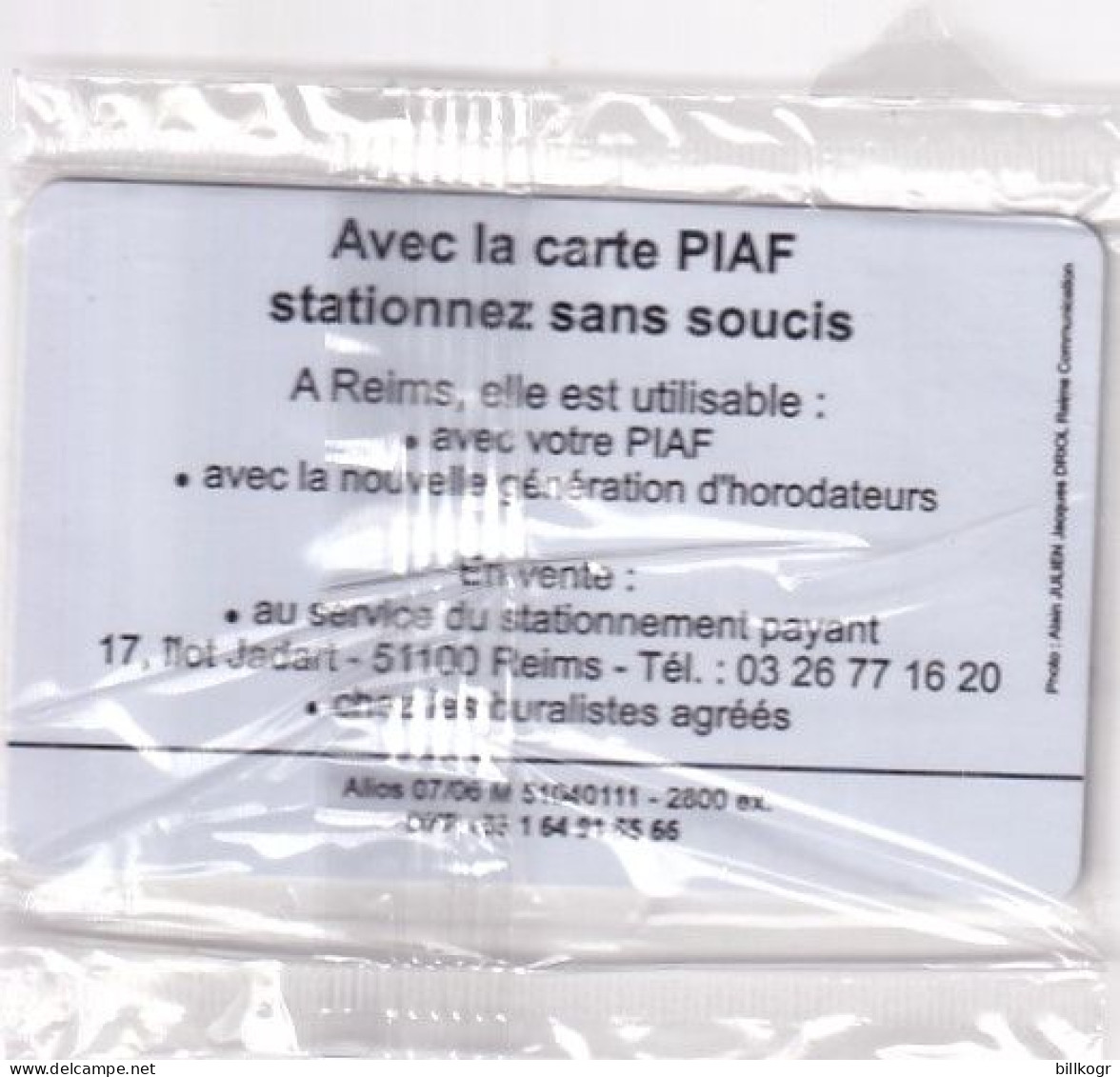 FRANCE - Le Piaf/Ville De Reims 75 Unites, Tirage 2800, 07/06, Mint - PIAF Parking Cards