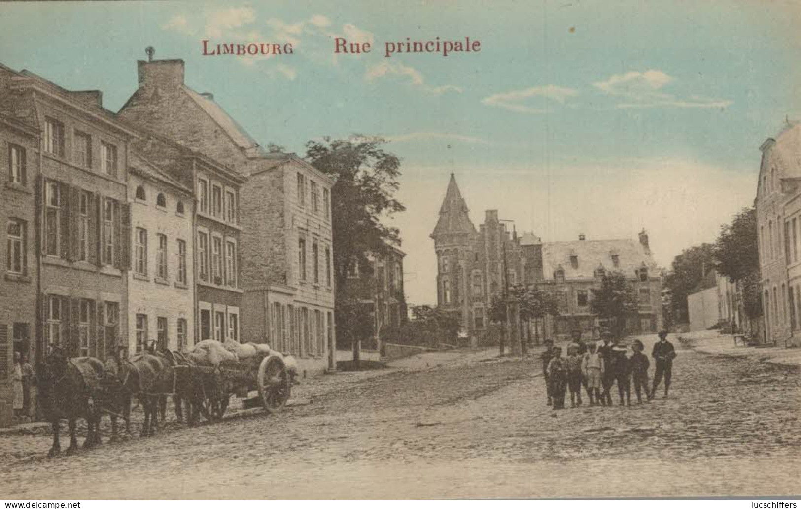 Limbourg - Rue Principale - Attelage - Animée - Colorisée - 2 Scans - Limburg