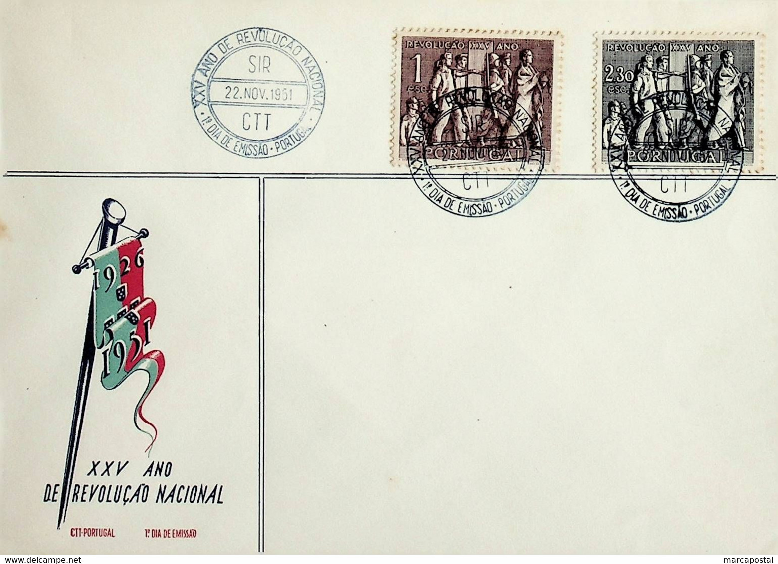 1951 Portugal 25º Aniversário Da Revolução Nacional De 28 De Maio De 1926 - FDC