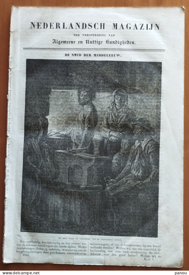 NEDERLANDSCH MAGAZIJN 1842. De Smid, The Blacksmith. Hond Dog Chien - Autres & Non Classés