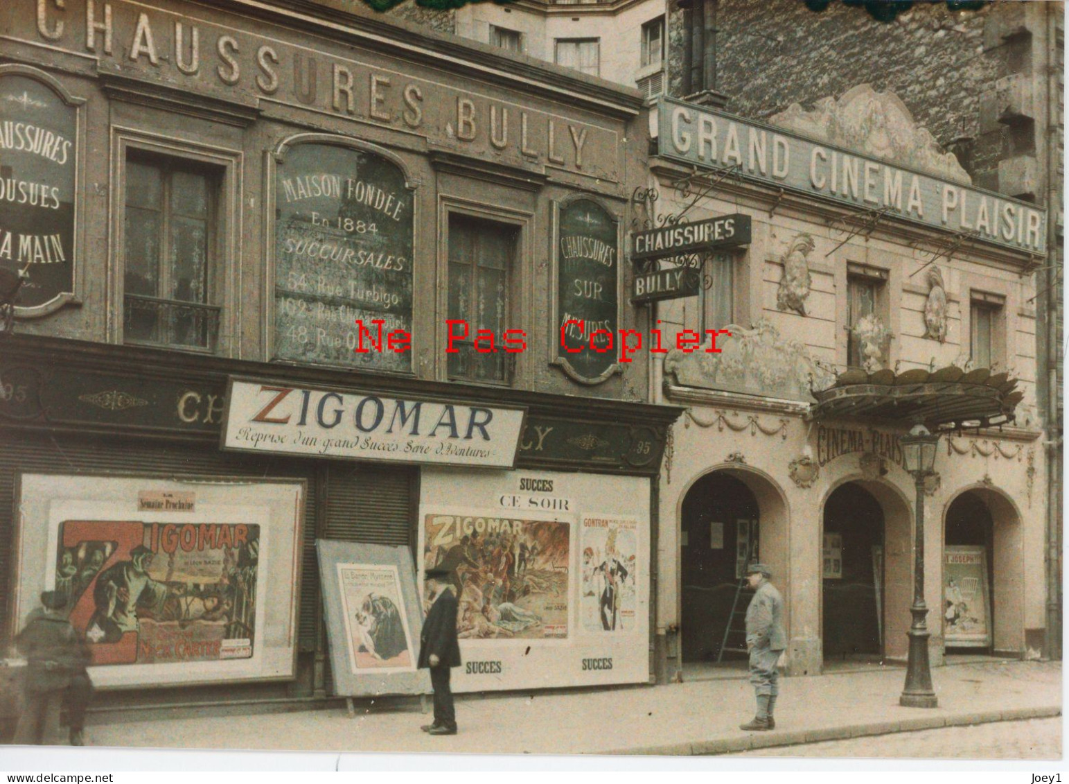 Photo Paris Collection Albert Kahn ,cinéma Rue De La Roquette 1918,couleur,tirage Kahn Années 60,introuvable - Albums & Verzamelingen