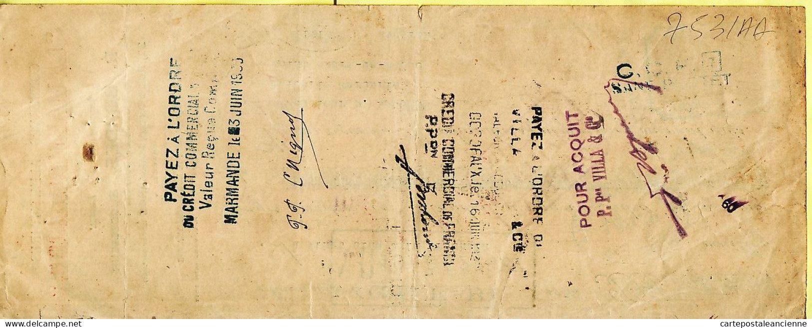 31295 / MARMANDE Conserves Alimentaires Marmandaises AURIOL BORDES 1930 à LACOMBE Epicerie Mercerie SAINT-ANDRE-NAJAC - Cheques En Traveller's Cheques