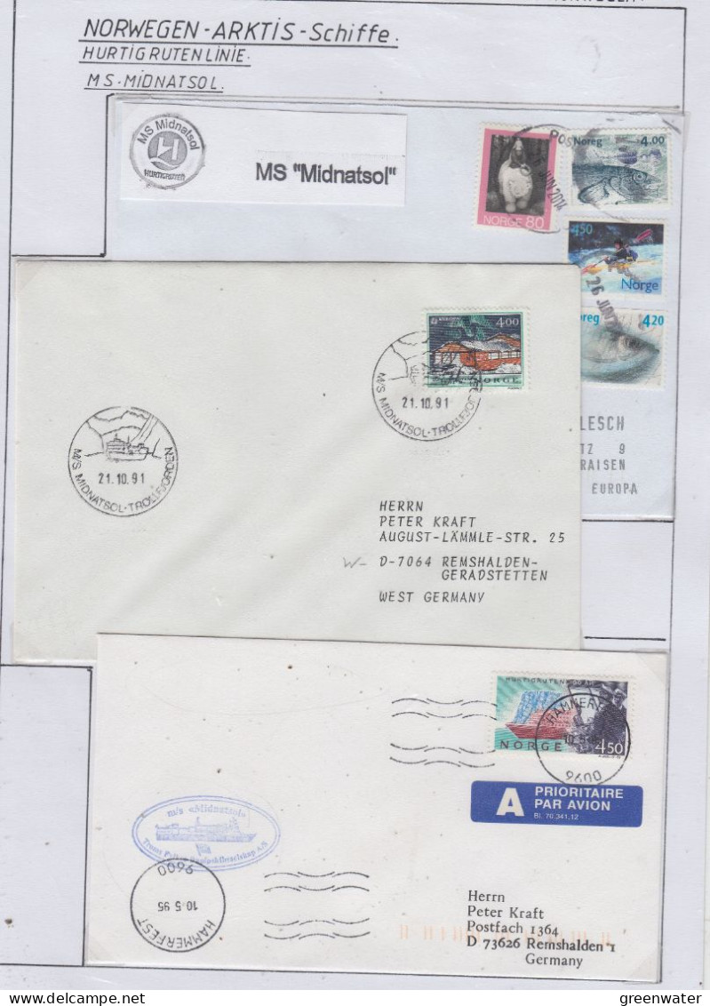 Norway Hurtigruten MS Midnatsol 3 Covers  (HI168) - Polar Ships & Icebreakers