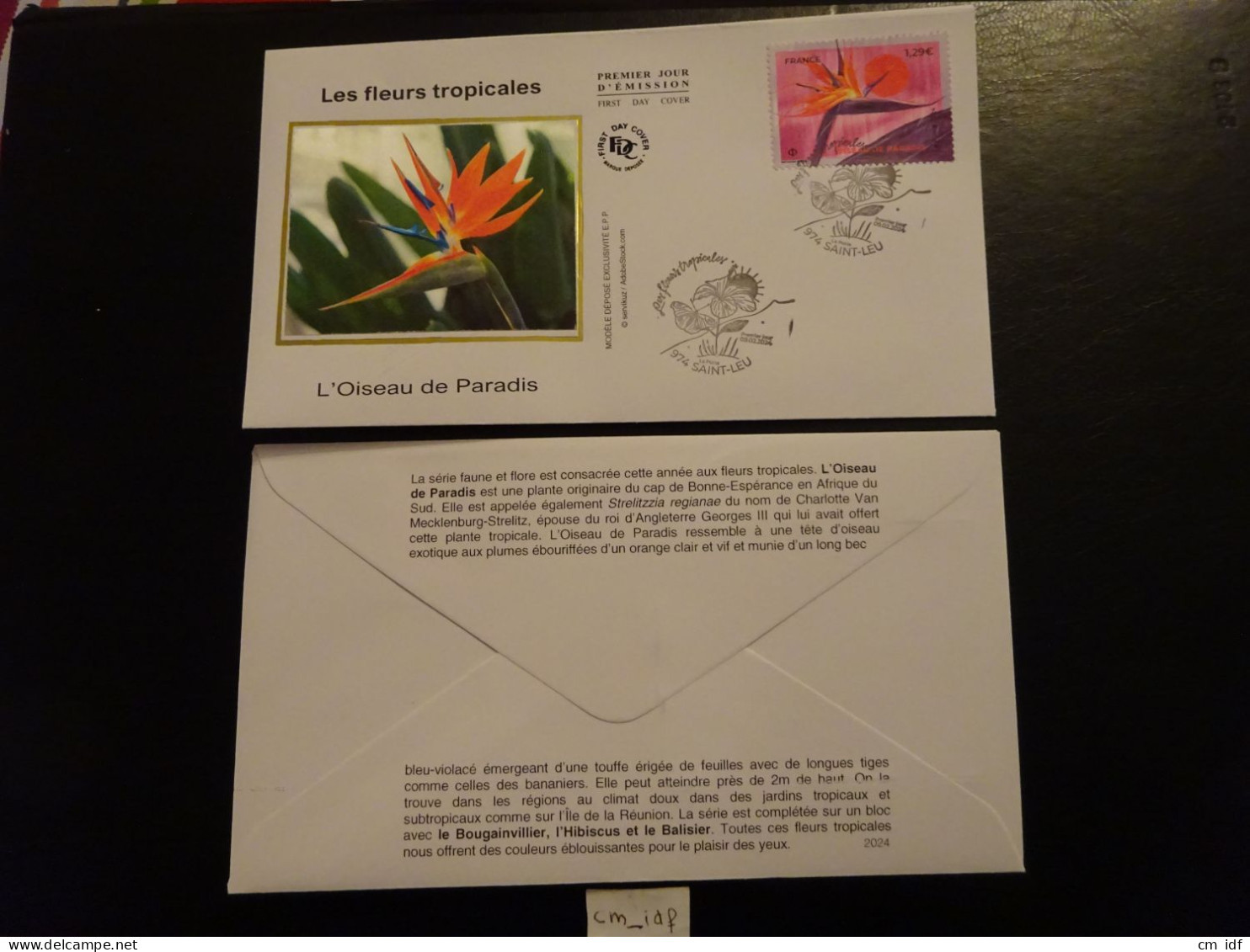 FRANCE 2024 1,29 EURO " OISEAU DE PARADIS " OBLITÉRATION 1ER JOUR 09.02.24 ENVELOPPE F.D.C. FLEURS TROPICALES - 2020-…