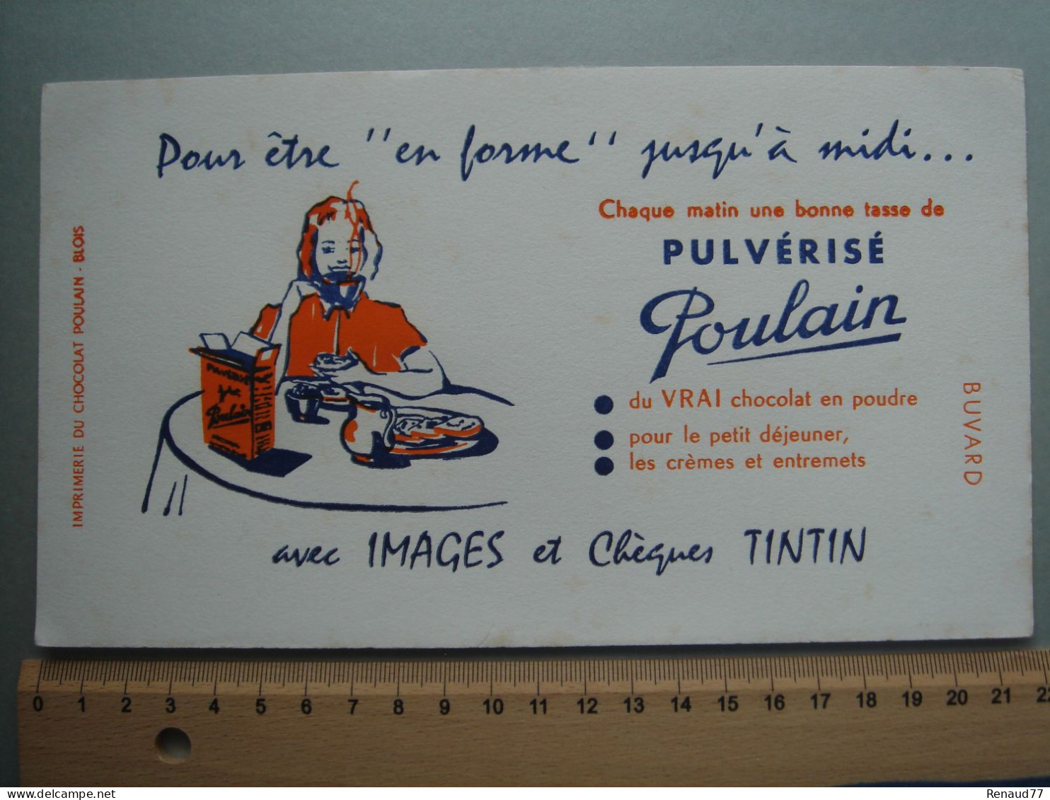 BUVARD - CHOCOLAT POULAIN - IMAGES Et Chèques TINTIN - Cocoa & Chocolat