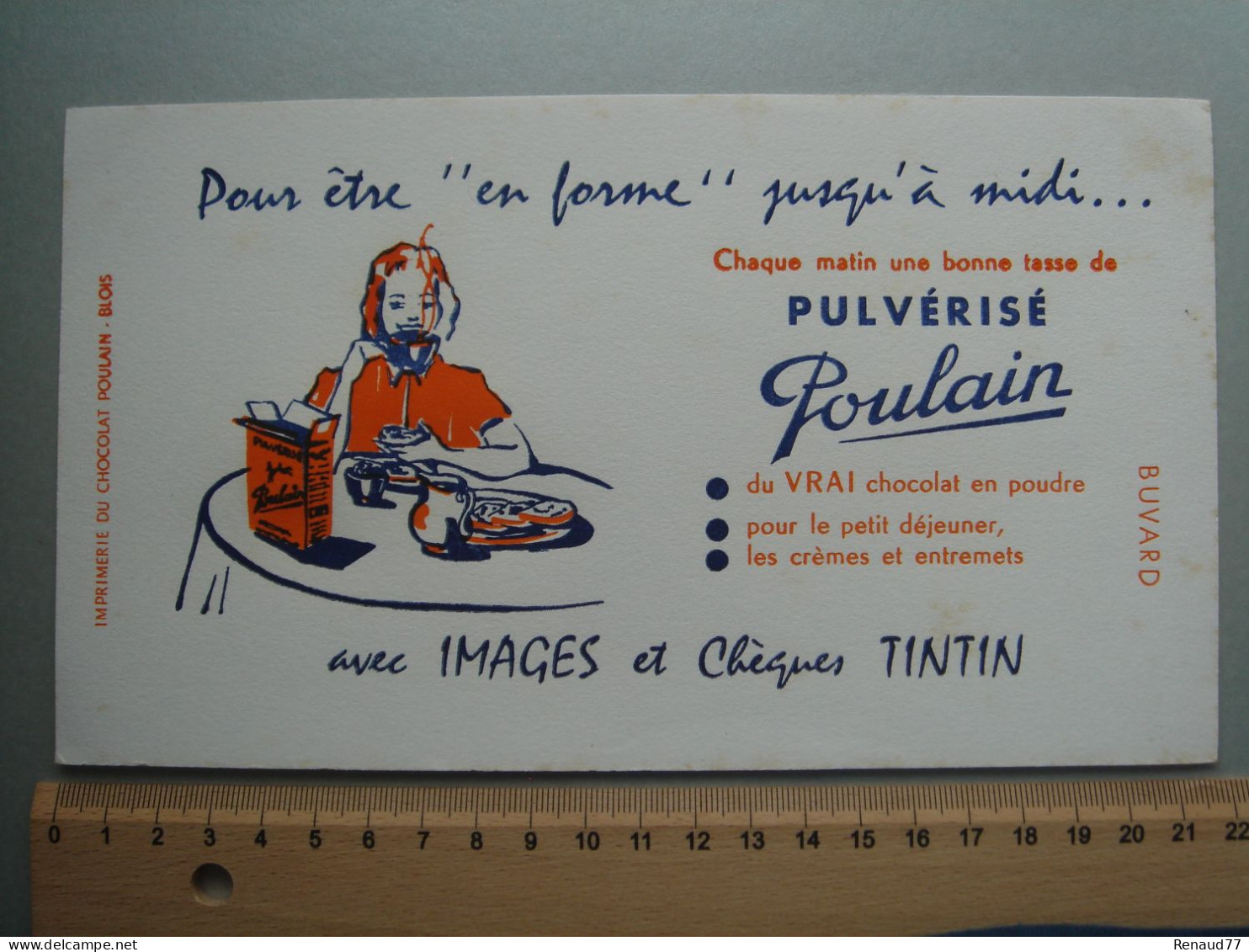 BUVARD - CHOCOLAT POULAIN - IMAGES Et Chèques TINTIN - Cocoa & Chocolat